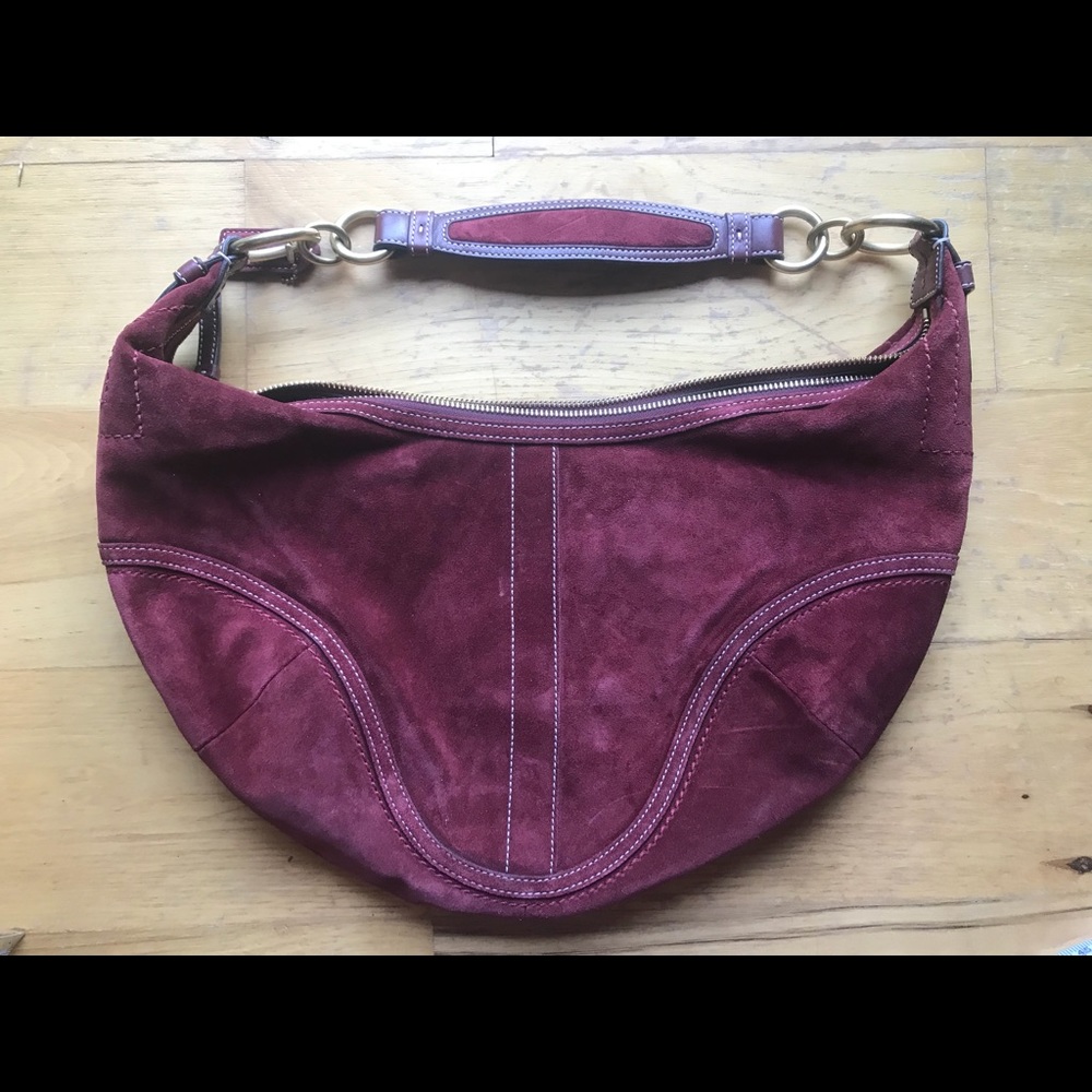Coach suede leather shoulder bag